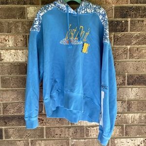 Nike Baby Blue University Gold Art Pattern Long Sleeve Hoodie Sweatshirt S